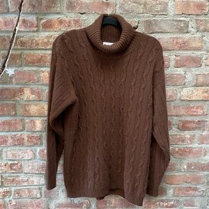 Vintage cable knit turtleneck 100% cashmere sweater thick chunky oversized
